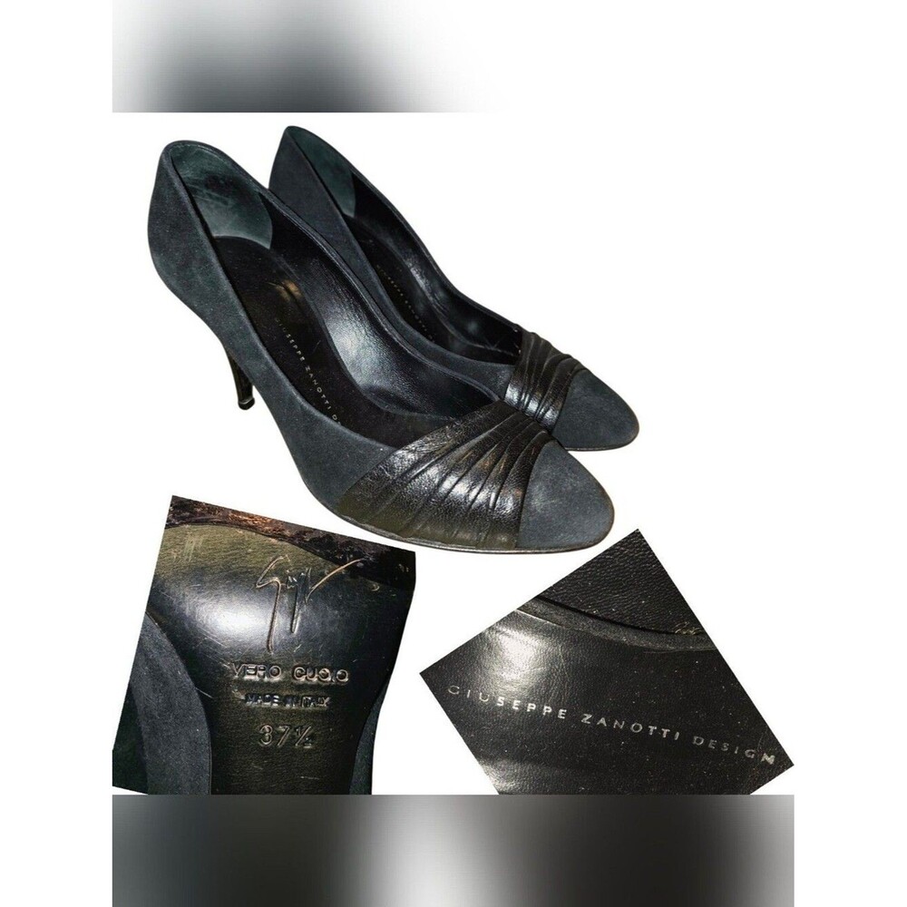 GIUSEPPE ZANOTTI DESIGN Sz 37.5 Vintage Suede & Leather Distressed High Heels